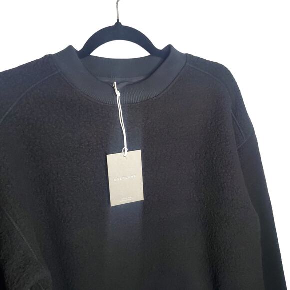 Everlane The ReNew Fleece Oversized Crew Black Small NWT Teddy Sweatshirt - Picture 6 of 16